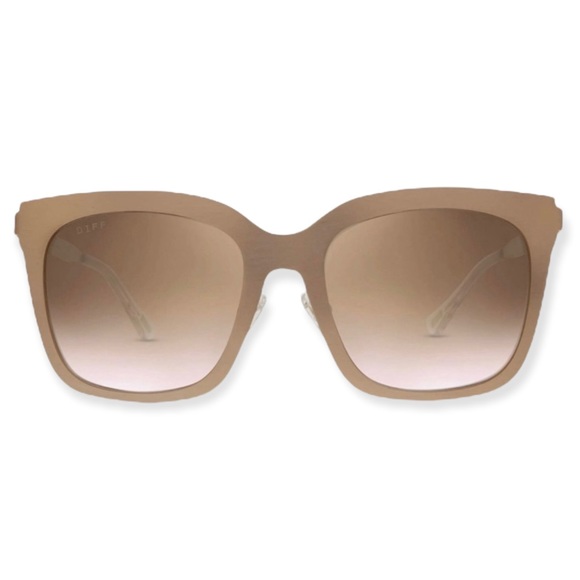 DIFF Ella Sunglasses Rose Gold Frame Brown Gradient Lenses Square NWT - Picture 1 of 11